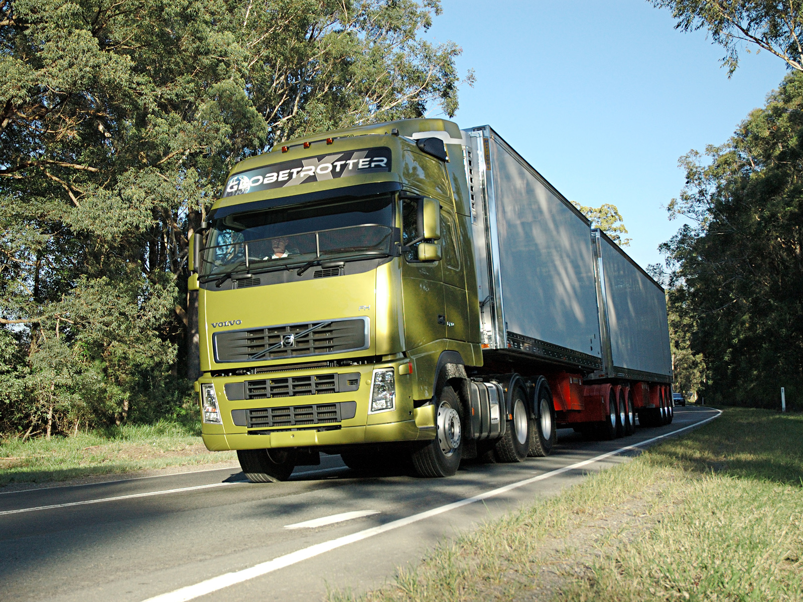 A Volvo truck approaches a checkpoint.jpg