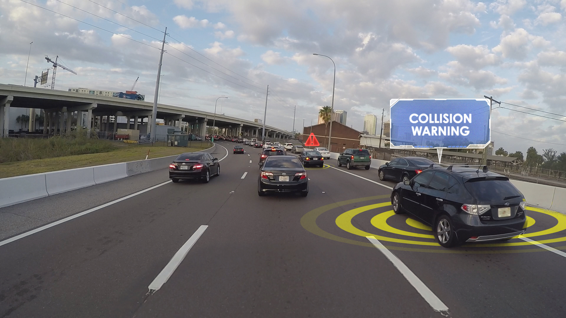 Connected vehicle drivers on the Lee Roy Selmon Express Lanes will receive warnings of traffic ahead  suddenly slowing or stopping..jpg