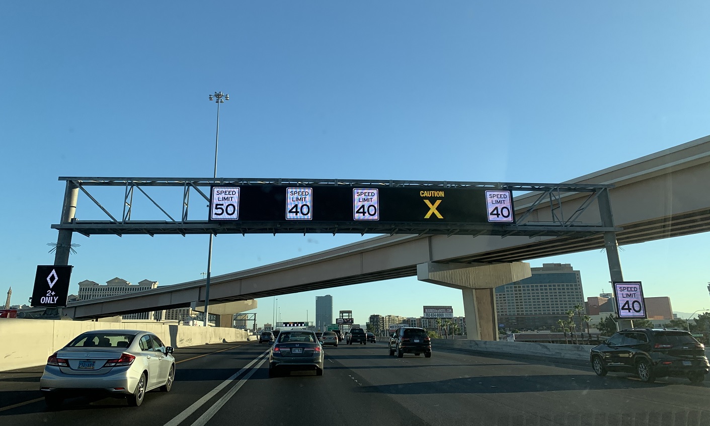 South Nevada RTC says the corridor will have overhead signs that warn drivers about speed reduction and lane closures (Credit – RTC)