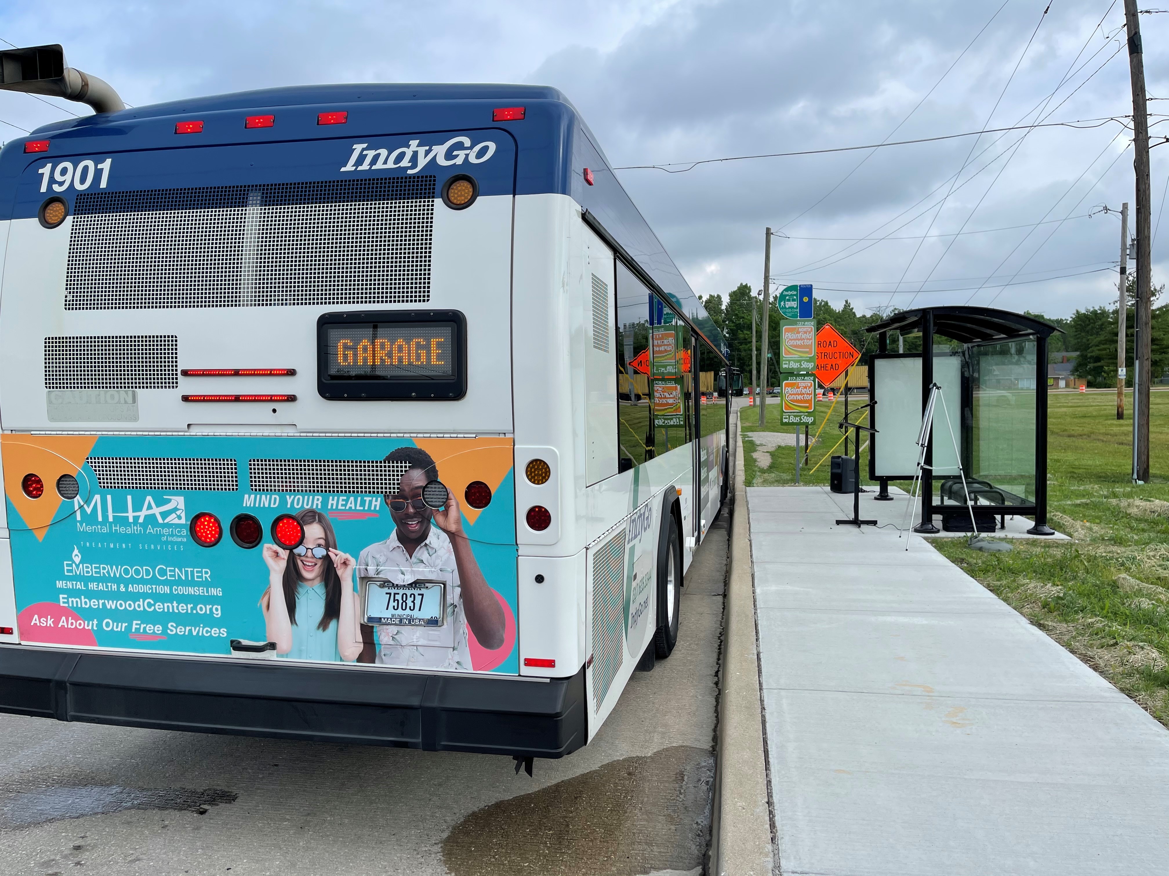 IndyGo bus stop solar lighting kerb ramp Central Indiana Regional Transportation Authority