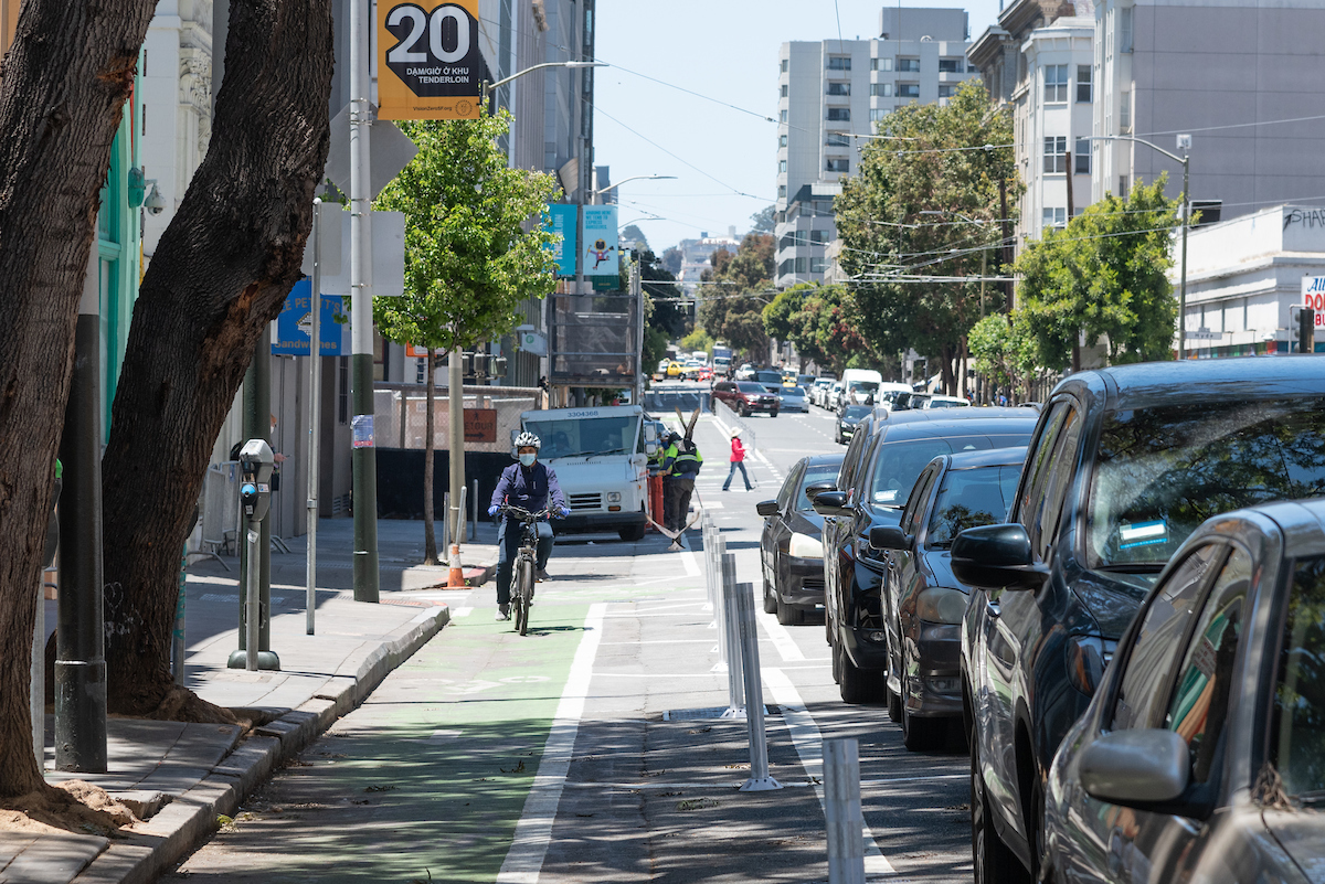 San Francisco Municipal Transportation Agency quick-build projects Tenderloin stretch of Golden Gate Avenue and Leavenworth Street