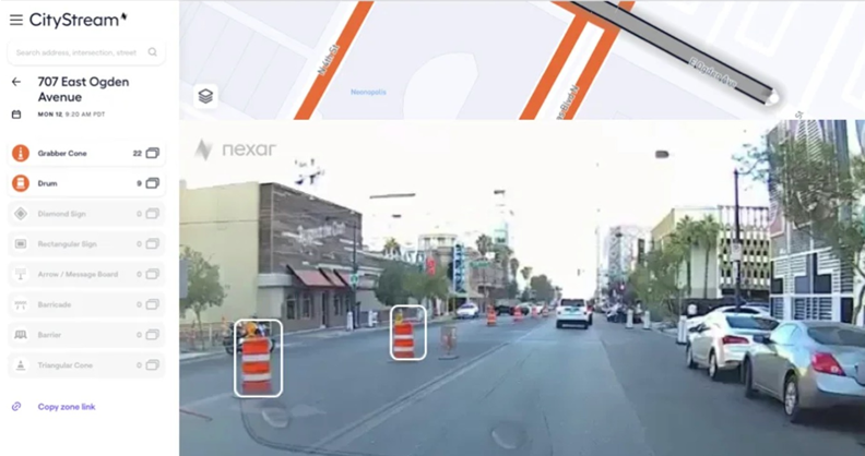 Nexar CityStream service work zones vehicle capacity artificial intelligence dash cam