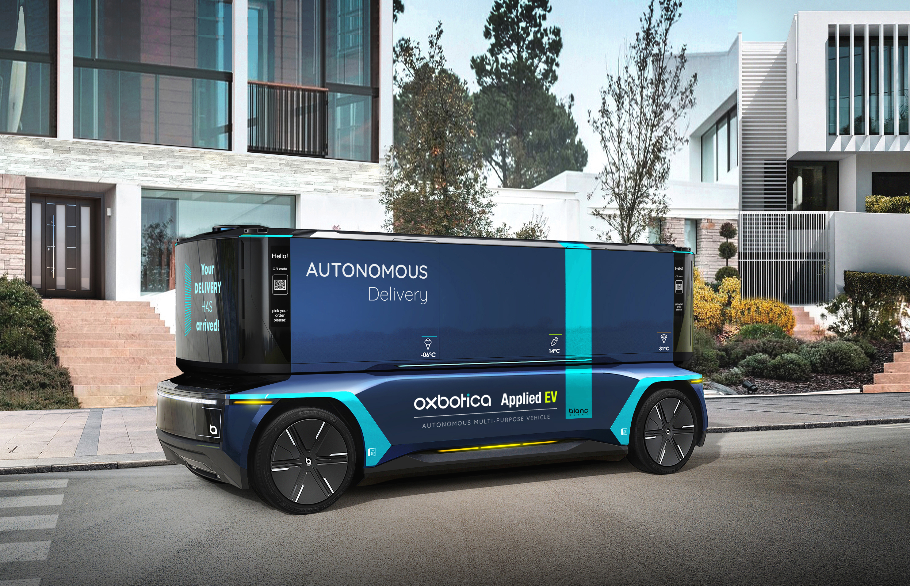 Oxbotica  AppliedEV Blanc Robot electric vehicle autonomous vehicle industrial logistics goods delivery