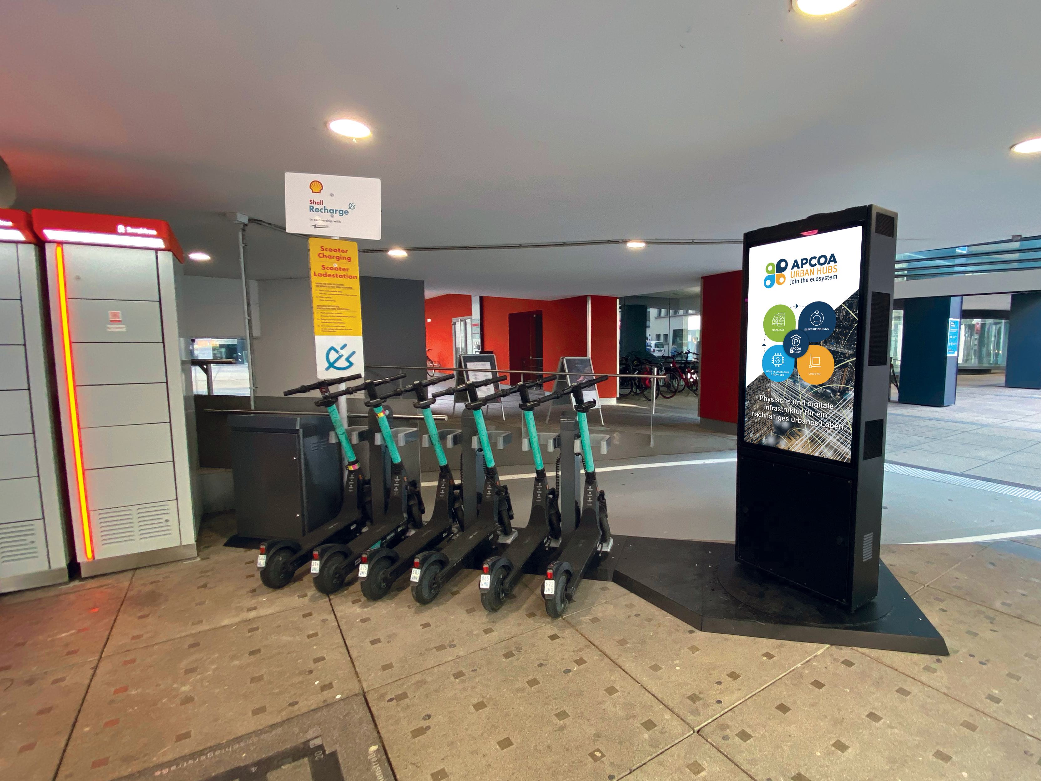 Swiftmile charging stations Apcoa parking garages Tier electric scooters Germany Stuttgart
