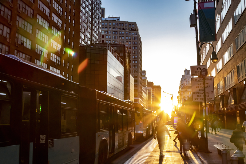 Bus lanes increased ridership environmental impact New York © Ryan Deberardinis | Dreamstime.com