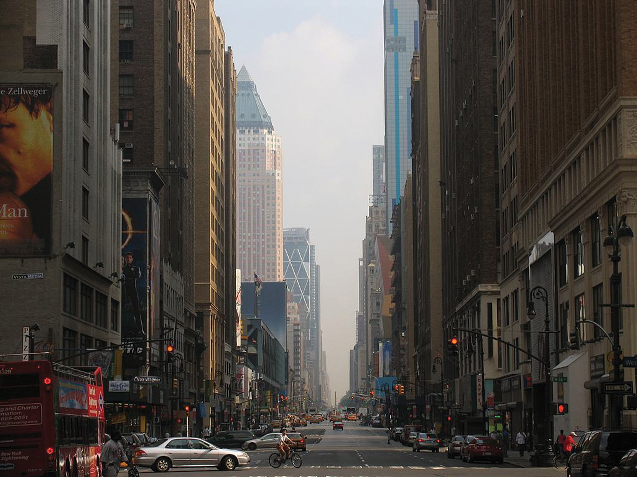 View down a New York street.