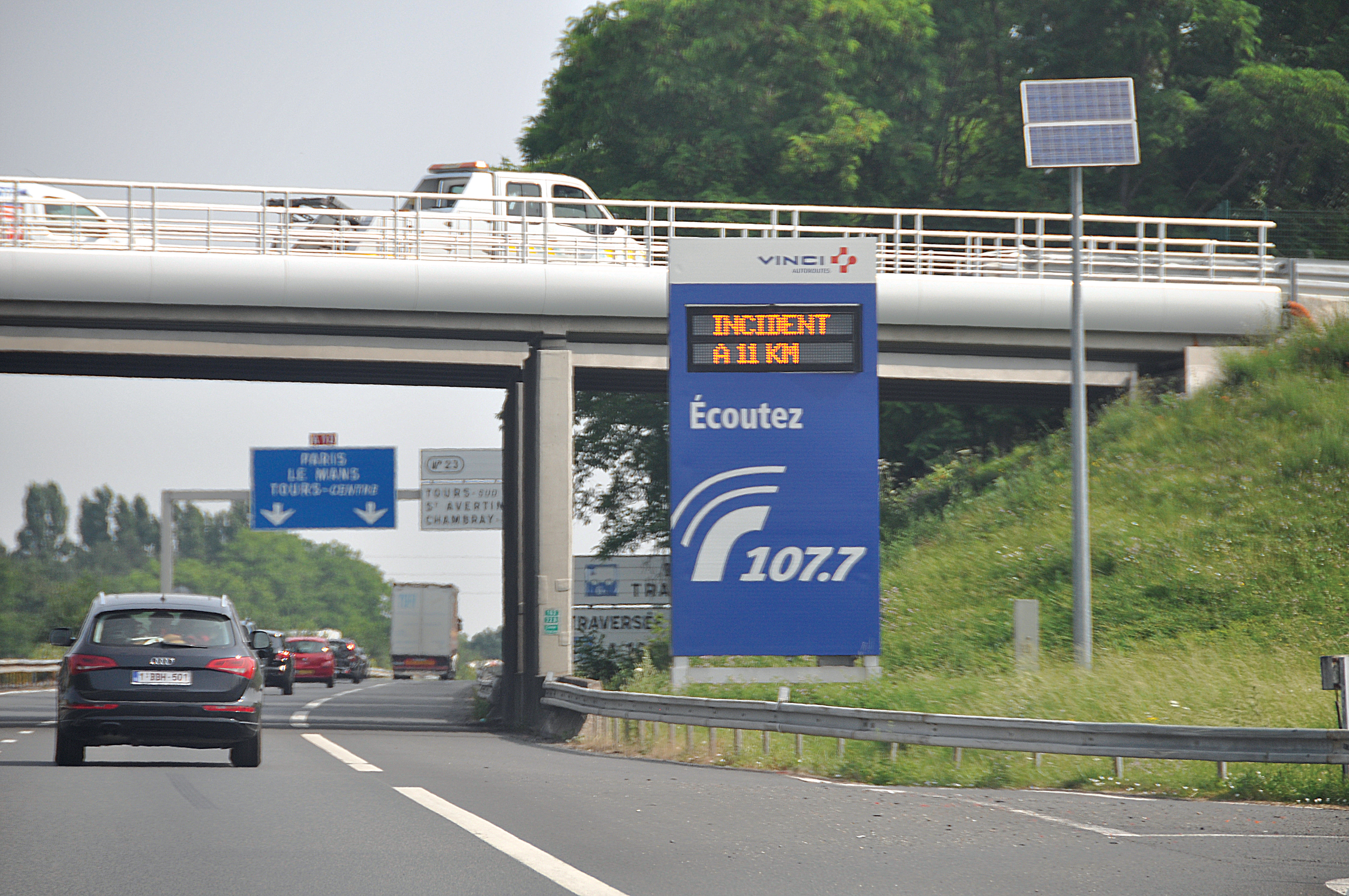 A combination of variable message signs  France