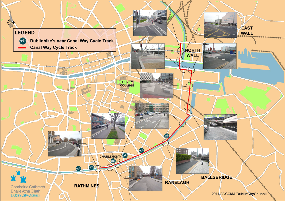 Schematic view of Dublin's Canal Way Cycle Route