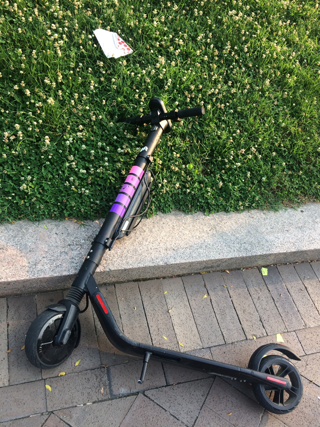 E-scooters can be left anywhere, causing potential problems for pedestrians