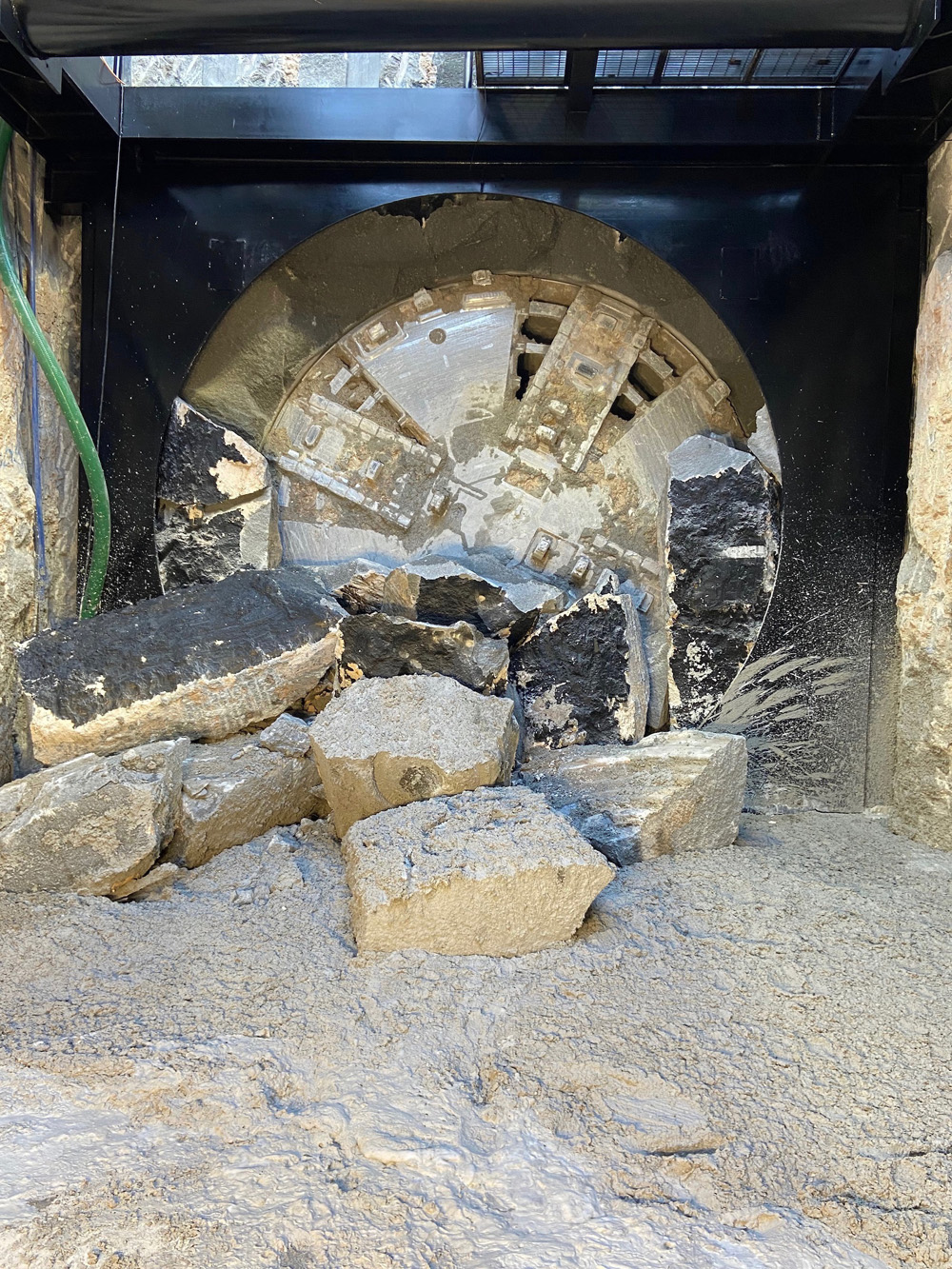 Breakthrough at the end of The Boring Company’s first tunnel for the LV Convention Center Loop people mover project in February (The Boring Company)