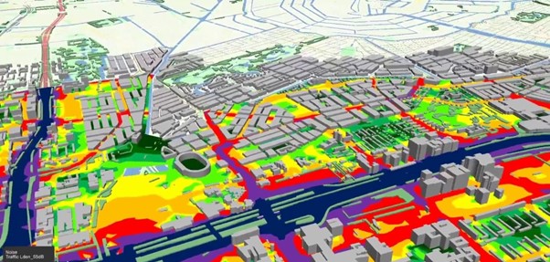 Urban Strategy in 3D representation: road traffic noise in Amsterdam