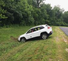 Crashed jeep staged demonstration