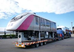 The first Bombardier Innovia monorail 300 vehicles for Bangkok’s new MRT Pink and Yellow Lines were welcomed at Laem Chabang Port near Bangkok, with the support of the Laem Chabang (LCB) Port (Credit: Bombardier)