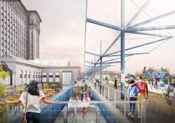 Ford is to develop a mobility platform on elevated train tracks behind the station (Credit: Ford)