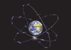 artistic representation of satellites orbiting earth
